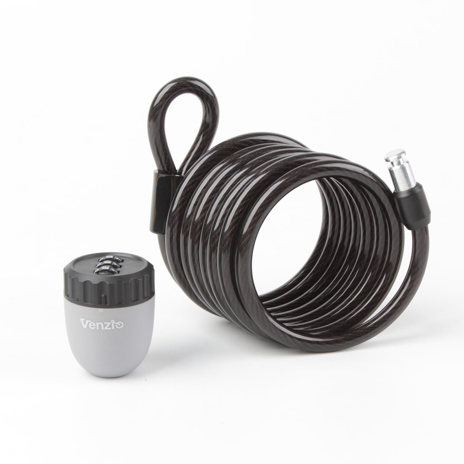 Venzio Lucchetto a cavo per bicicletta, con combinazione a 3 cifre, ripristinabile, 8 mm, in acciaio resistente, antifurto per bicicletta, casco, cancello, bagagli, sci, cavo portatile per esterni