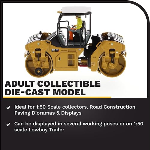 Miniatura 3 de Diecast Masters CAT Caterpillar CB-13 Rodillo vibratorio en tándem con ROPS y operador High Line Series 1/50 Modelo fundido a troquel 85594