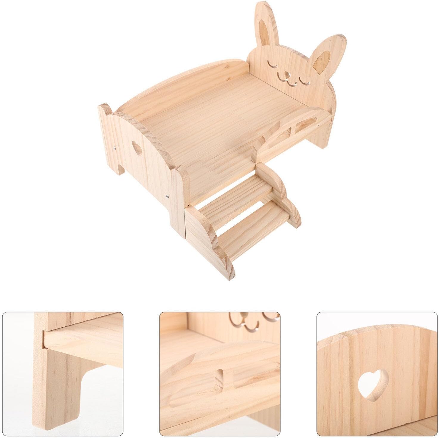 POPETPOP Wooden Guinea Pig Hamster Bed, 8.7 in L x 8.7 in W x 8.7 in Th