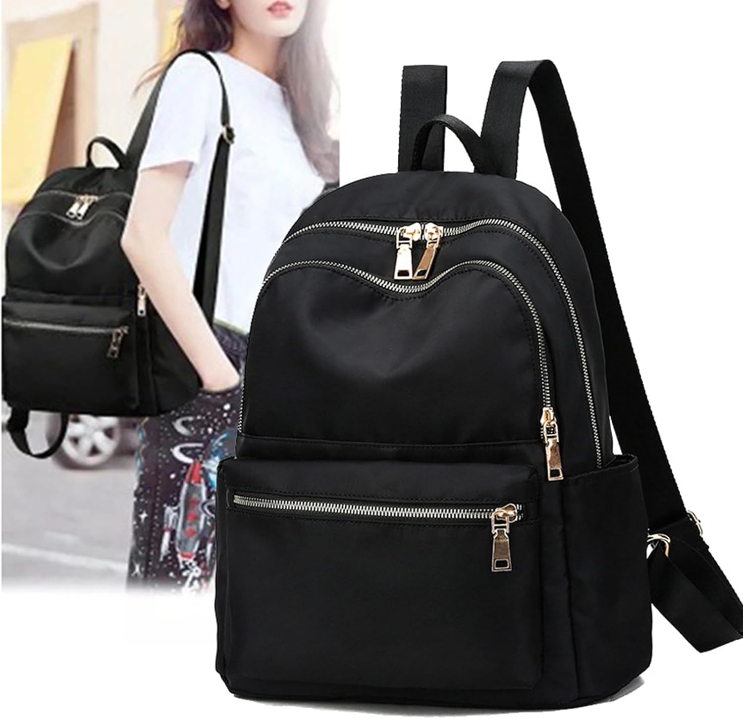 Backpack Purse for Women, Anti Theft Backpack Fashion Backpack Purses, Womens Backpack Purse Travel Purse, Travel Backpack Satchel Handbags Ladies Shoulder Bags Cute Backpack (Black) - Image 6