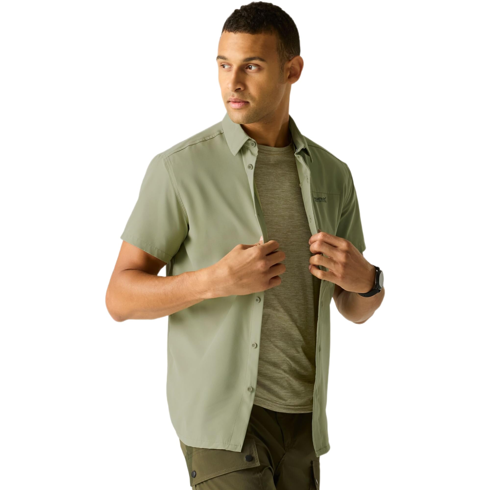 Regatta Men's Sage Green Anti-Insect Travel Light Short Sleeve Shirt