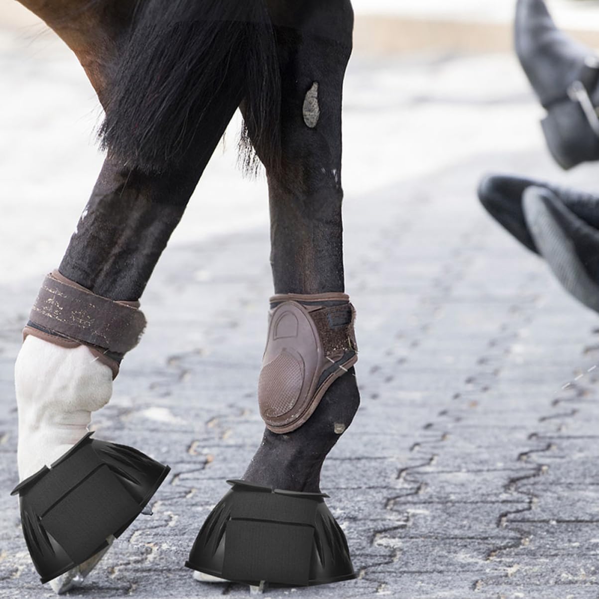 COLLBATH 4 Stück Schwarze Gummi Sehnenstiefel für Pferde, Tragbar