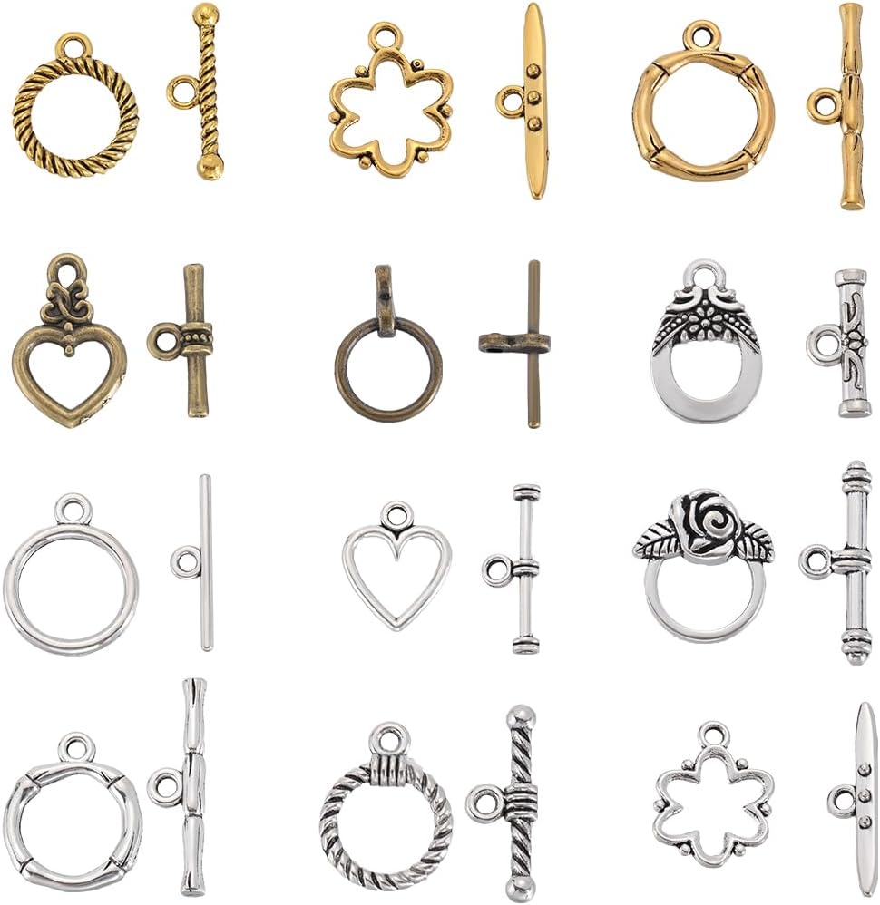 1 Box 120 Sets 10 Styles Toggle Clasp Bracelet Making T Bar Jewelry Clasp OT Buckle Closure Toggle Clasps Connector Findings for Jewelry Making Clasps Supplies DIY Craft Necklace Bracelet