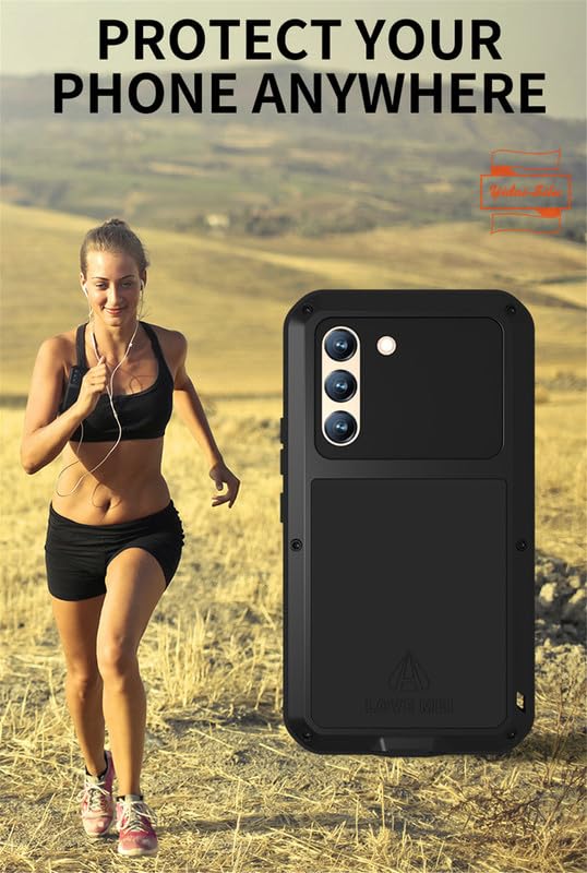 Galaxy S21 FE Wodoodporne 【Wytrzymałe aluminium, IP54 Jakość wojskowa】 2m Odporne na wstrząsy metalowe 360°Protectio Etui z wbudowanym ekranem do Samsung Galaxy S21 FE 6,4" - Czarny