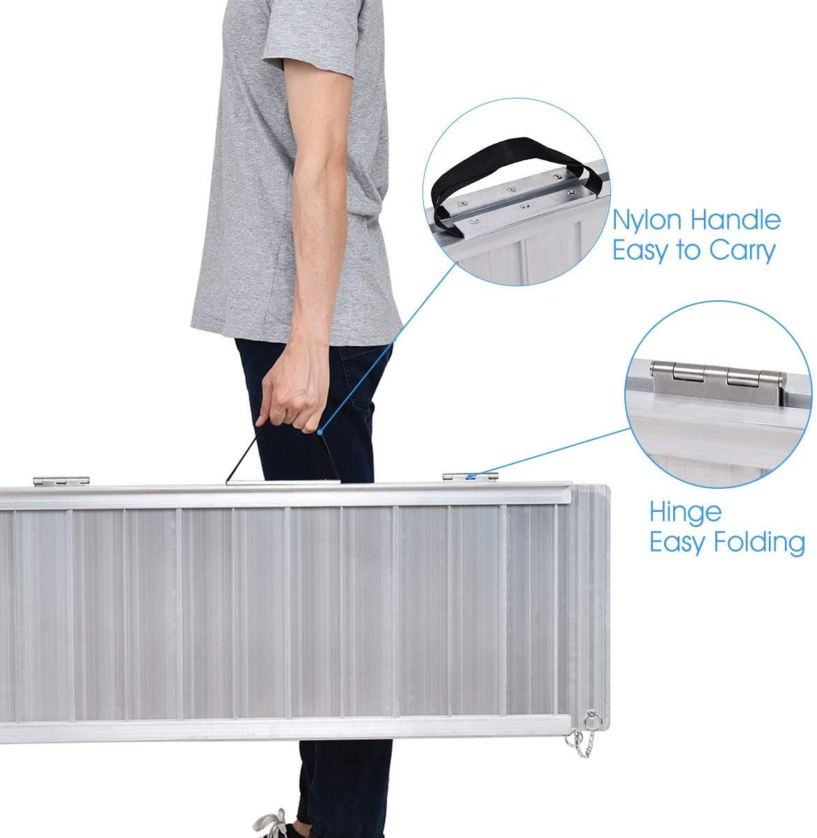 Goplus MultiFold Aluminum 3' NonSkid Wheelchair Ramp Mobility Scooter Extra Wide Ramp (3' x 30
