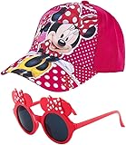 M-innie Baseball Cap Sonnenbrillen Set, M-innie Baseballkappe Sonnenschutz Cartoon Kinder Cap Verstellbar Kinder Snapback Cap Baseballmütze für Mädchen Kinder Geschenk UV Schutz Kappe Schule Sport