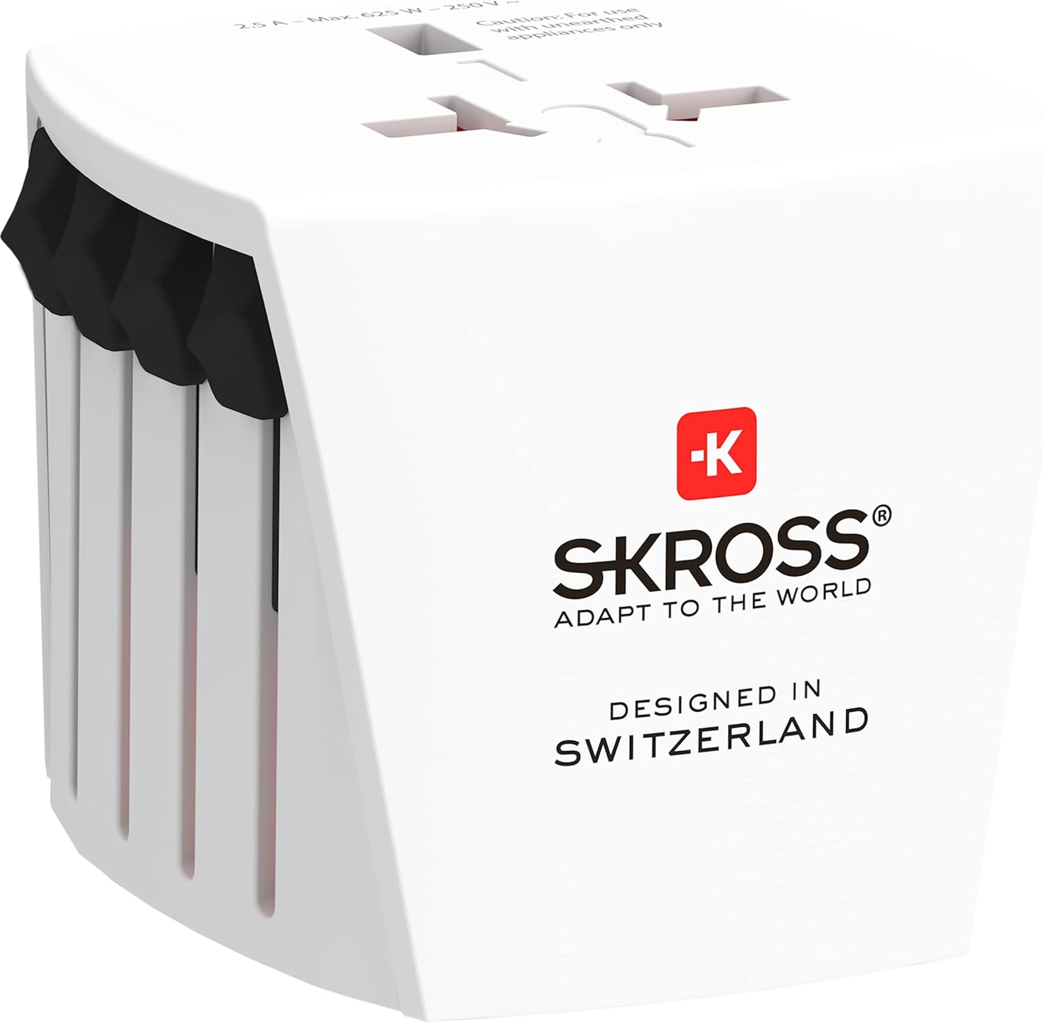 SKROSS | 1.102500| MicroMUV | Adattatore Universale da Viaggio 2 Poli – Voltaggio e Potenza 100 V – 250 W / 250 V – 625 W – Protezione Antiurto