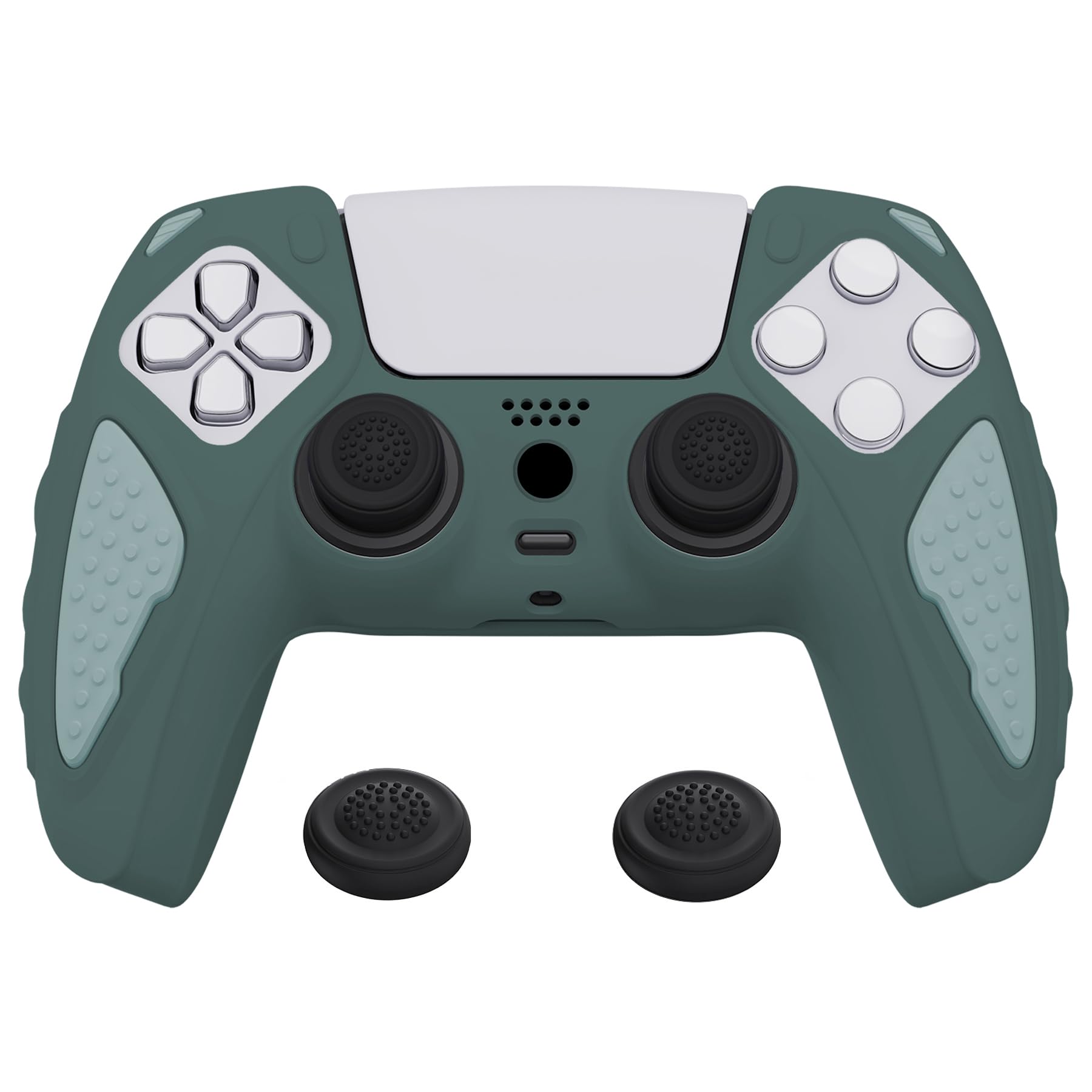 playvital Knight Edition Blue & Black Two Tone Anti-Slip Silicone Cover Skin for ps5 Controller, Soft Rubber Case for ps5 Wireless Controller with Thumb Grip Caps — view 15