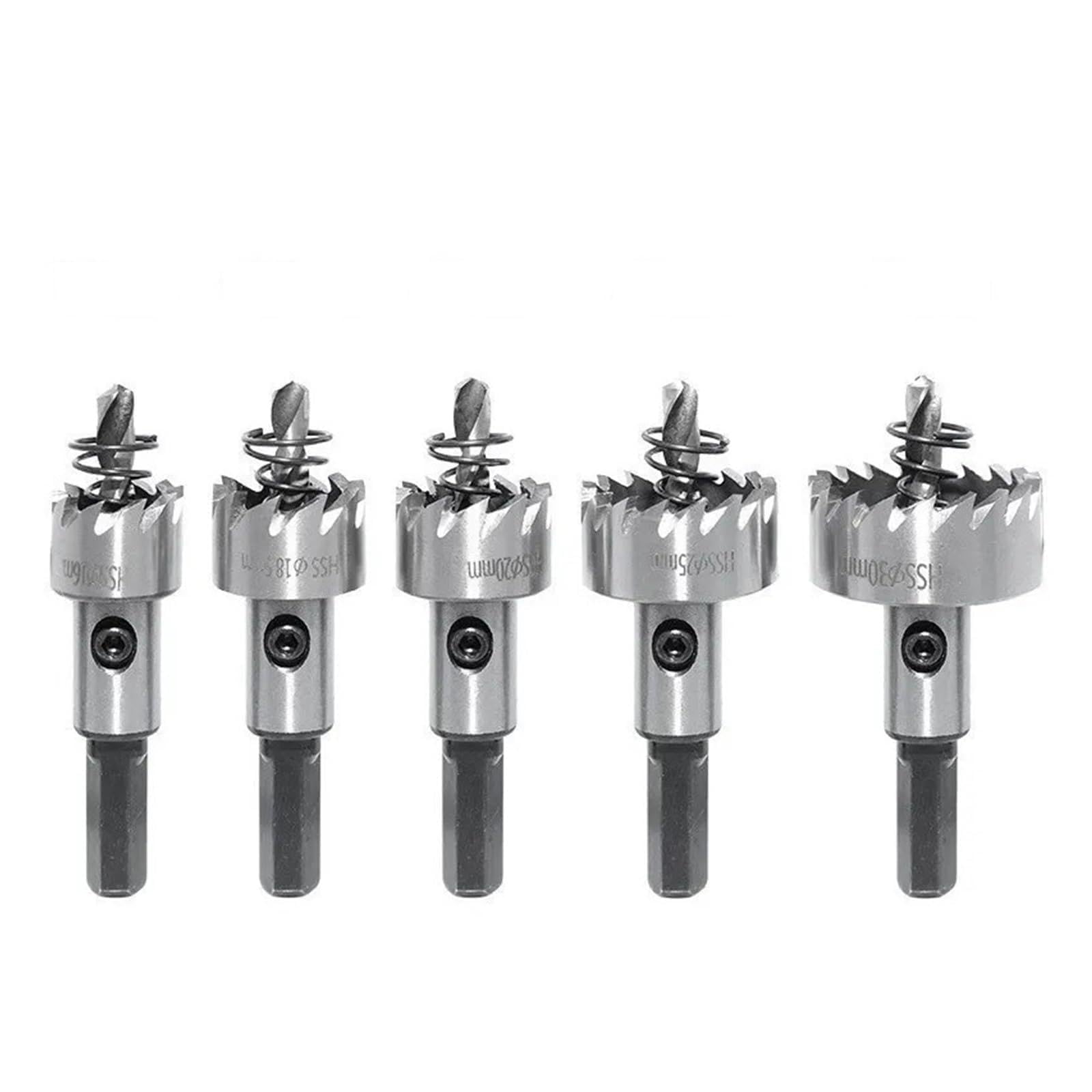 Compatible Con Meikela, Juego De 5 Brocas HSS Con Punta De Carburo For Taladrar Metal Y Madera, Herramienta For Instalar Cerraduras (16/18,5/20/25/30 Mm).(5Pcs(16-30mm))