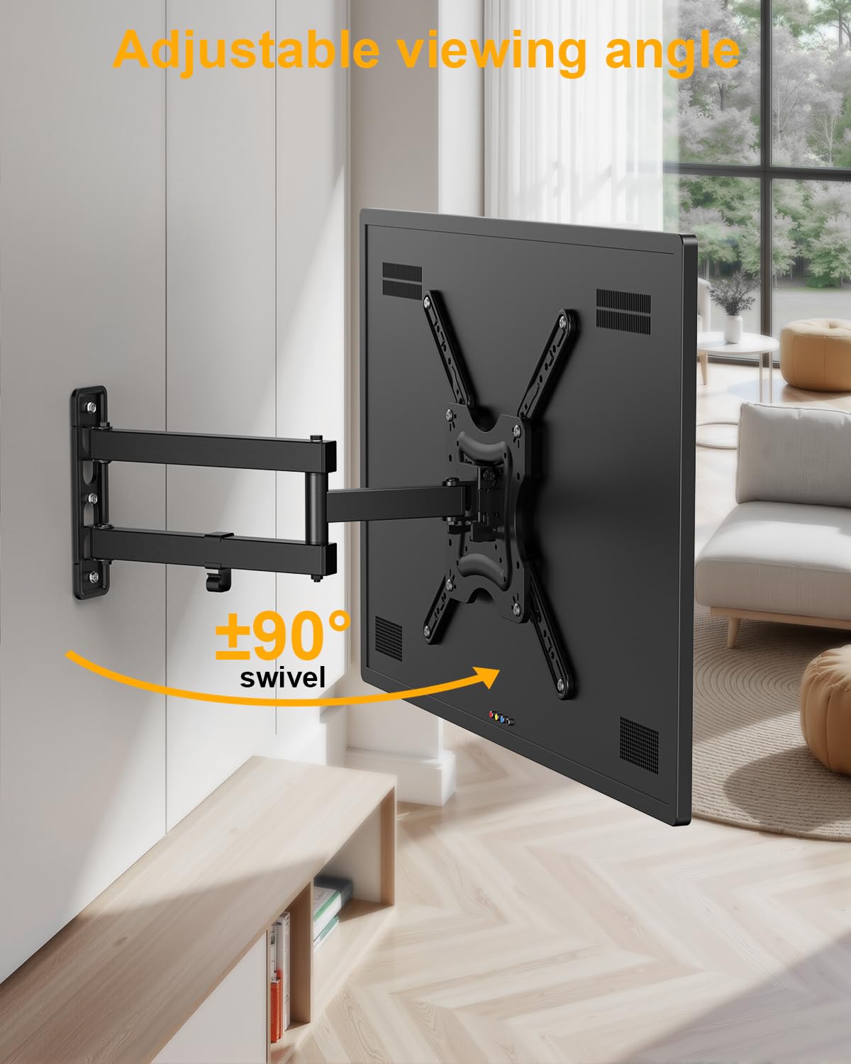 XVCAS Full Motion TV Wall Mount,vesa Monitor Mount Tv Brackets for 19-55 Inch LED LCD Flat Curved Screen TVs/Monitors,Universal Mount with Swivel and Tilt,Max VESA 400X400 mm, 66 lbs - 2