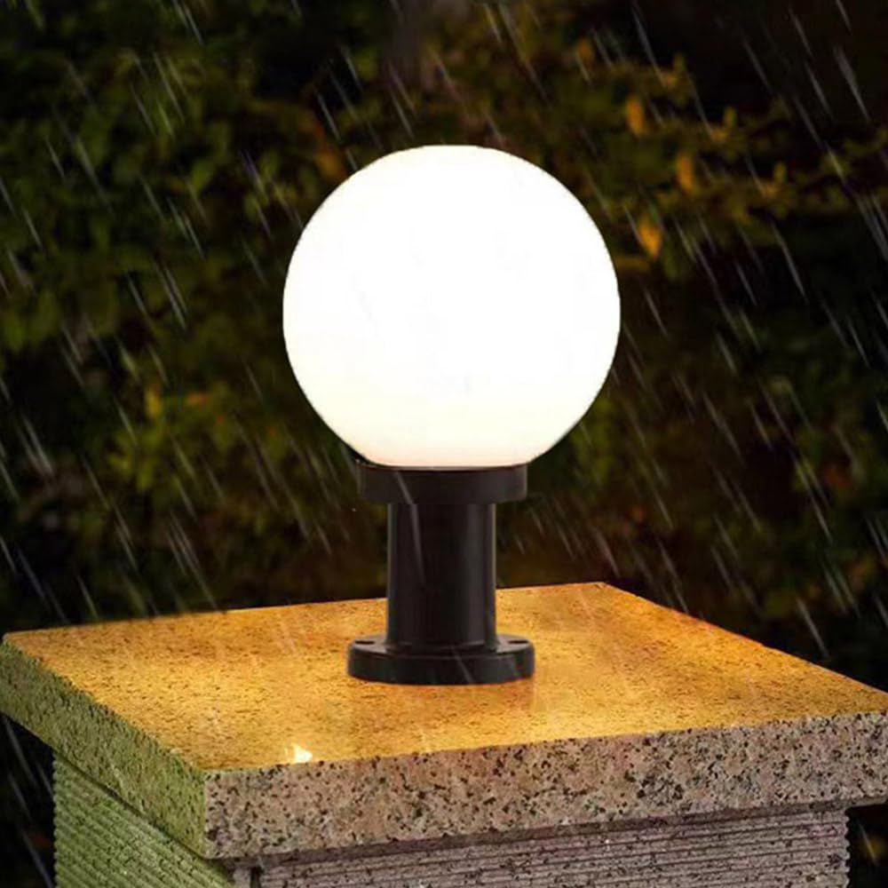 Mengjay Pedestal Light Outdoor Light,Column Lamp Outdoor Bollard Light Stand Light Outdoor Path Light Outdoor Pillar Lamp,Outdoor Waterproof Park Landscape Outdoor Lighting (∅25CM)