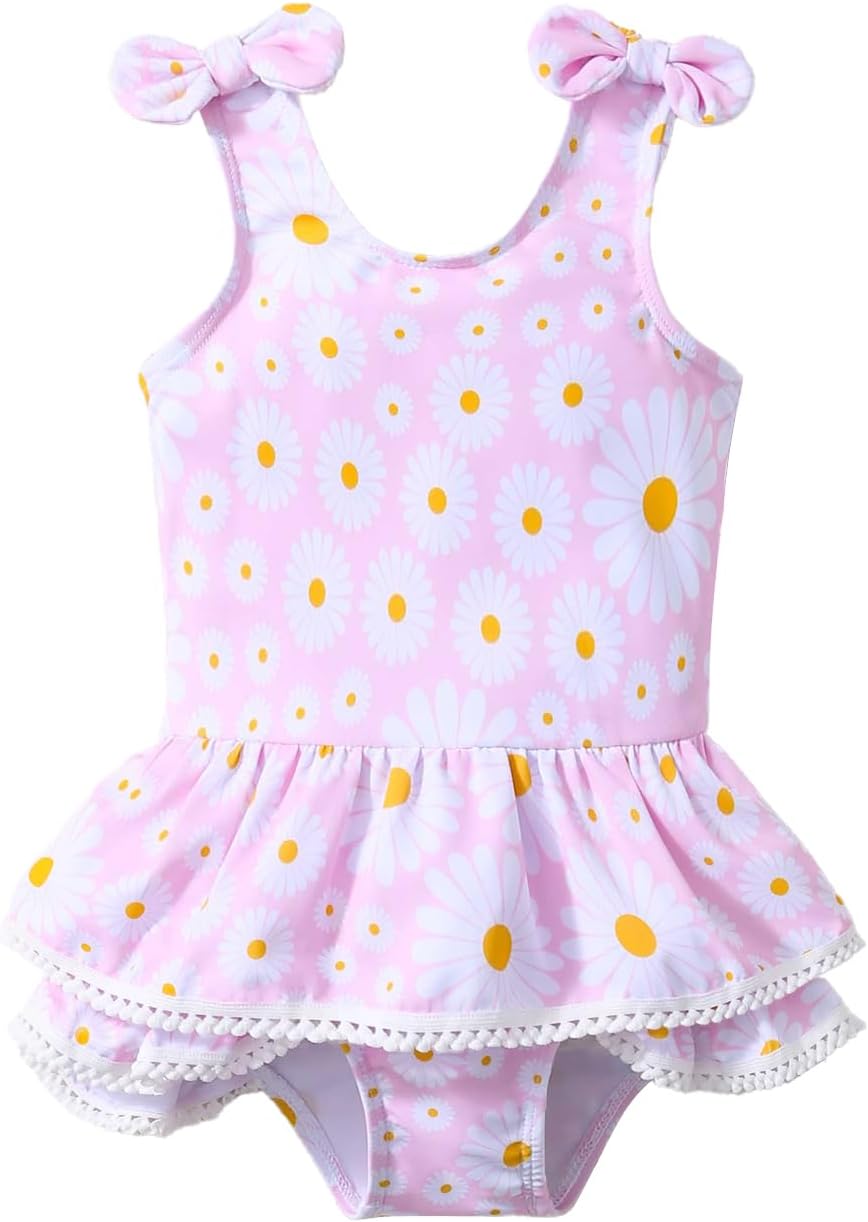 Baby Girls Swimsuit Toddler Bathing Suit One Piece Beachwear Sunsuit Floral Ruffle Swimwear