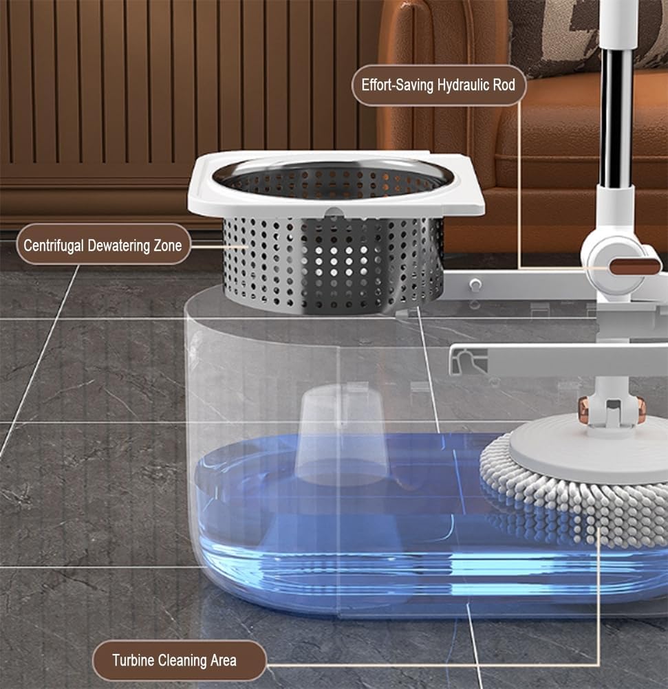 Spin Mop and Bucket with Wringer Set Telescopic Spin Wet & Dry Mops for Cleaning Hardwood Laminate Tile Floors