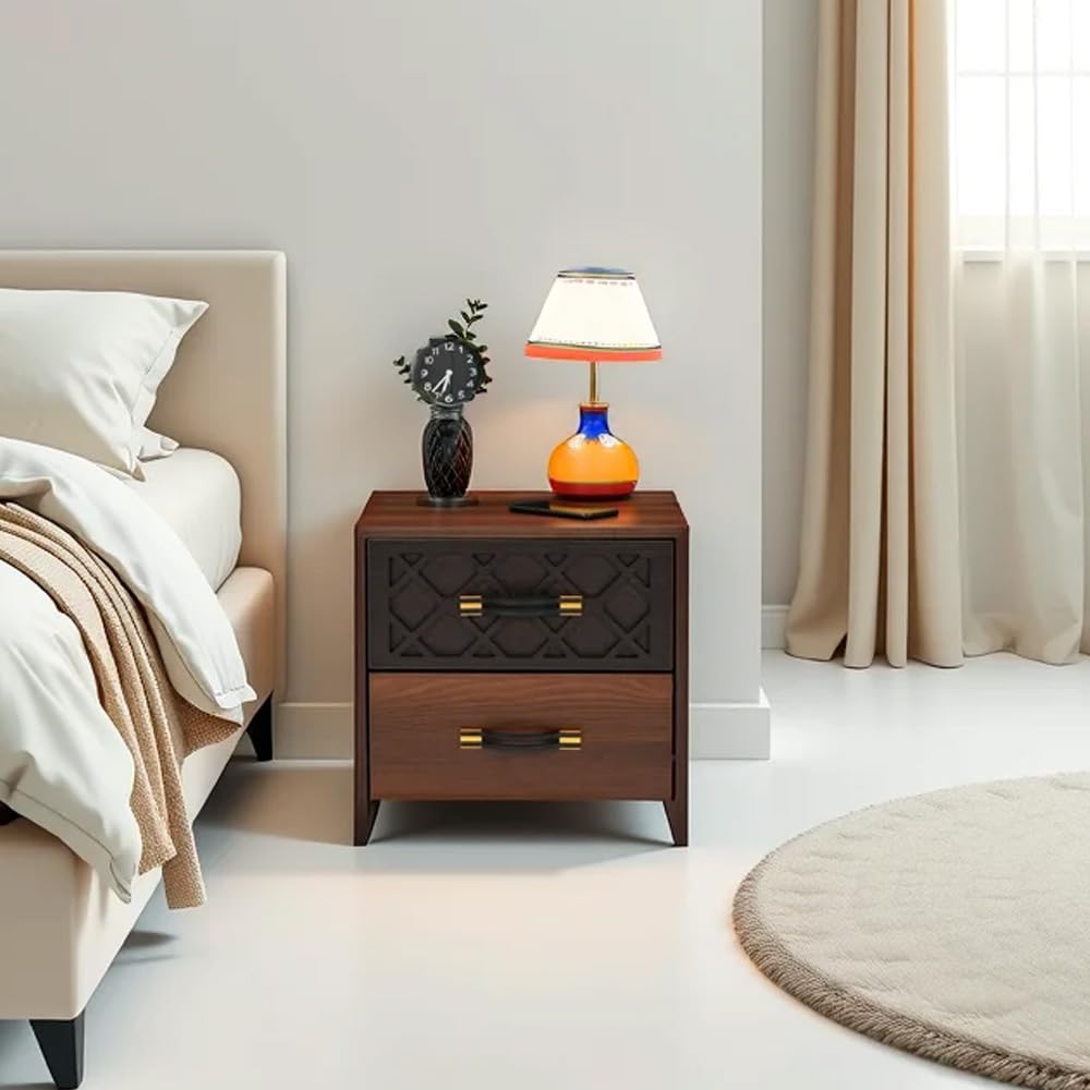 Royaloak Discover The Muar Malaysian Bed Side Table | Elegant Melamine Finish | Space-Saving Compact Design | Features Generous Storage Drawers | Ideal for Bedroom Organization | Wood Bedside Table-picture-21