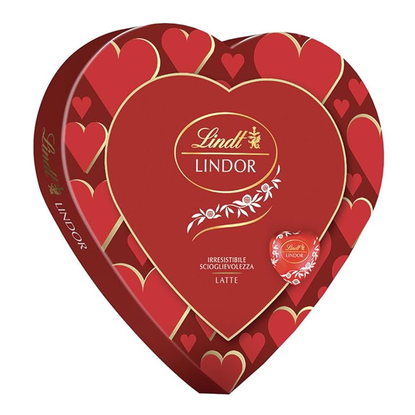 Lindt San Valentino Scatola Regalo Cioccolatini Lindor a Forma di Cuore al Cioccolato al Latte, 96g