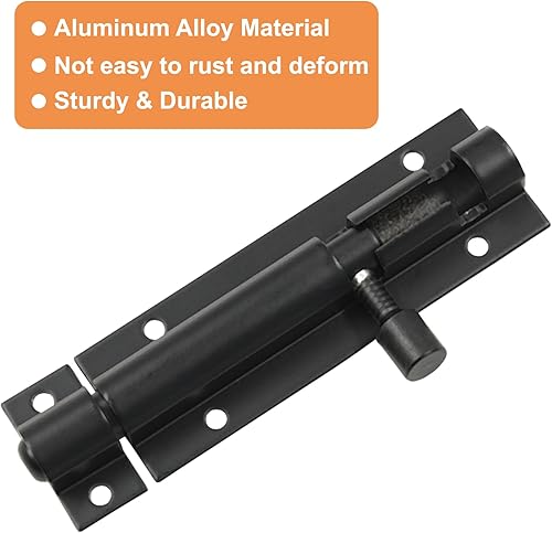 Miniatura 3 de Piutouyar 2 piezas de 3 pulgadas, pestillo de perno de barril de 3 pulgadas, pestillo de puerta deslizante de alta resistencia, de aleación de