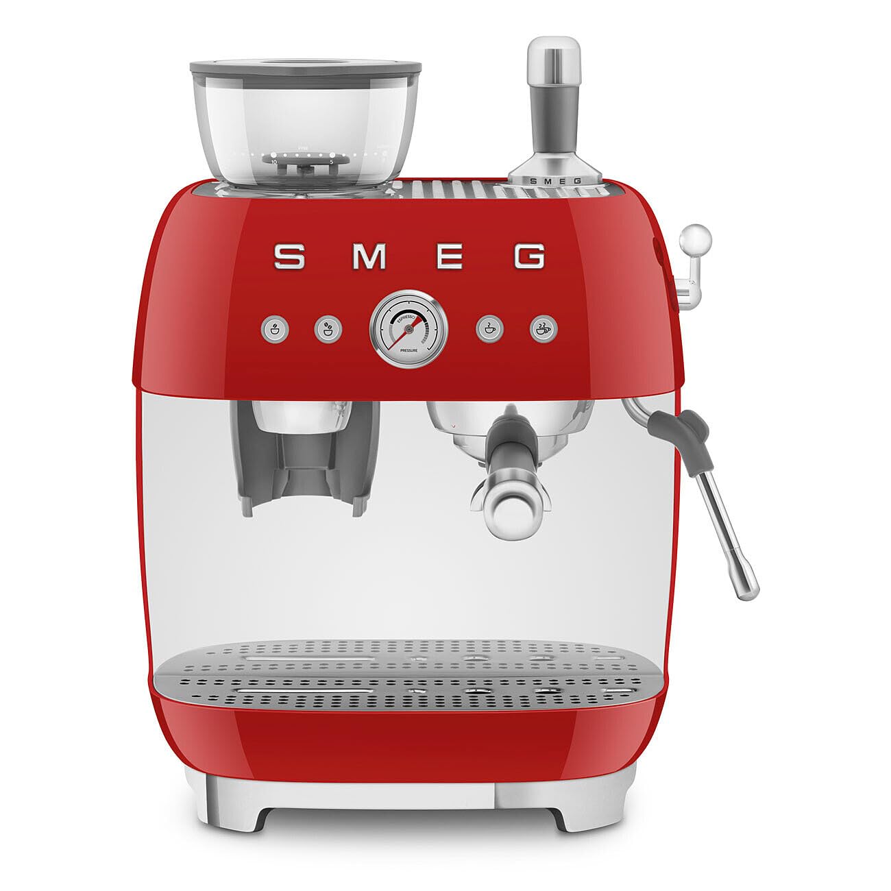 Smeg EGF03RDEU espresso coffee machine, bean-to-cup machine 50s Style, red