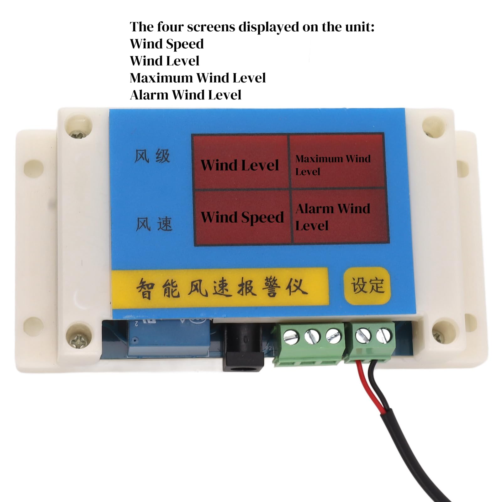 Topyond Sensore di velocità del Vento Anemometro, Dispositivo di Allarme della velocità del Vento, Ventilatore Anemometro per Gru a Torre USB 5V ad Alta Precisione per Serra Stazione Meteorologica