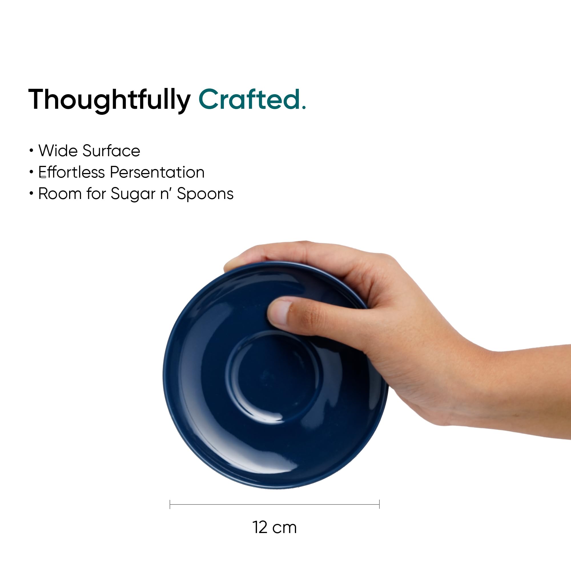 Shay Ceramic Espresso Cup Set, Set of 2, 100ml, Midnight Blue | Espresso Cup and Saucer | Glossy Finish | Microwave Safe (Espresso Set, Midnight Blue) 4