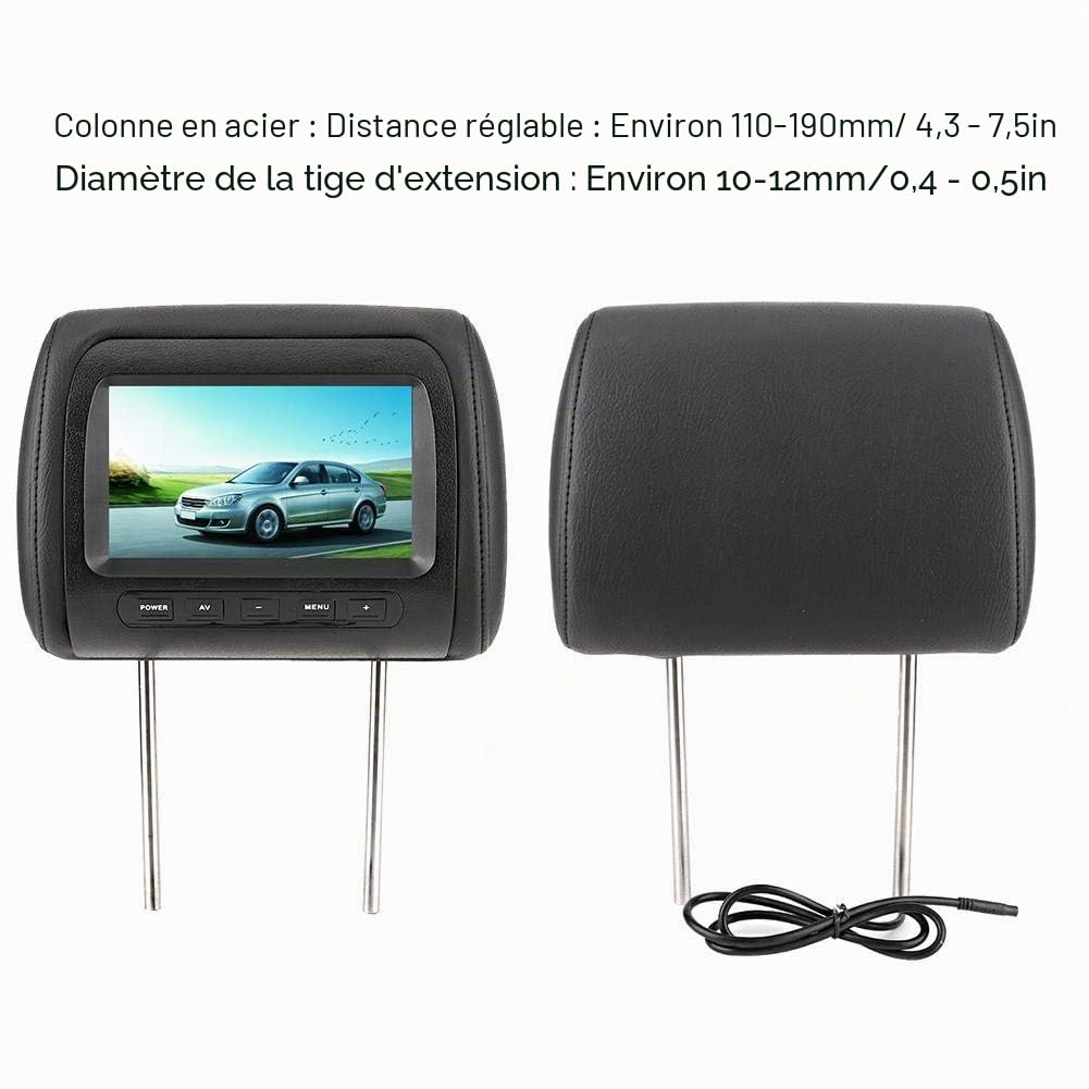 Joueur d'appui-tête, Qiilu Lecteur d'appui-tête, 2 pièces 7 en contrôle sans Fil Universel Appui-tête réglable Lecteur vidéo LCD USB MP5 Affichage Noir
