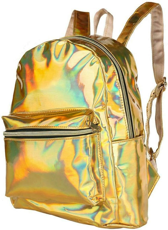 HOLOGRAPHIC SHINY BACKPACK BACK PACK SCHOOL UNISEX RUCKSACK HOLOGRAM
