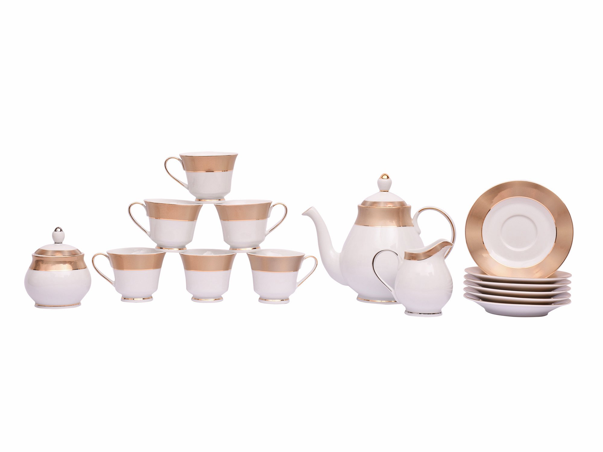 Buy Decorium Porcelain Cream Colored 17 Pieces of Tea Set 15680 by 