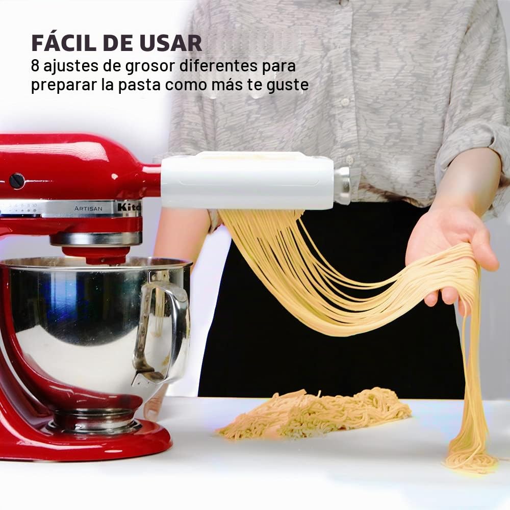 Accesorio para pasta para batidora de pie KitchenAid, accesorios 3 en 1, accesorio para fidelaufsatz Spaghettischneider fettuccineschneider Pasta Set Zubehör mit Nudelroller