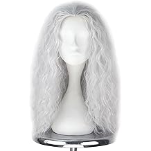 Old Lady Wig Long Curly Silver Grey Witch Hair Wig Grandma Wig Halloween Costume Movie Cosplay Wig Adult