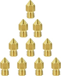 Aielicn 10 Pcs 0.3mm Brass MK8 Nozzles Extruder Nozzles 3D Printer Nozzles for Makerbot, Creality Ender 3/Ender 3 Pro/Ender 3 V2, Ender 5/Ender 5 Pro, CR-10 Series, etc