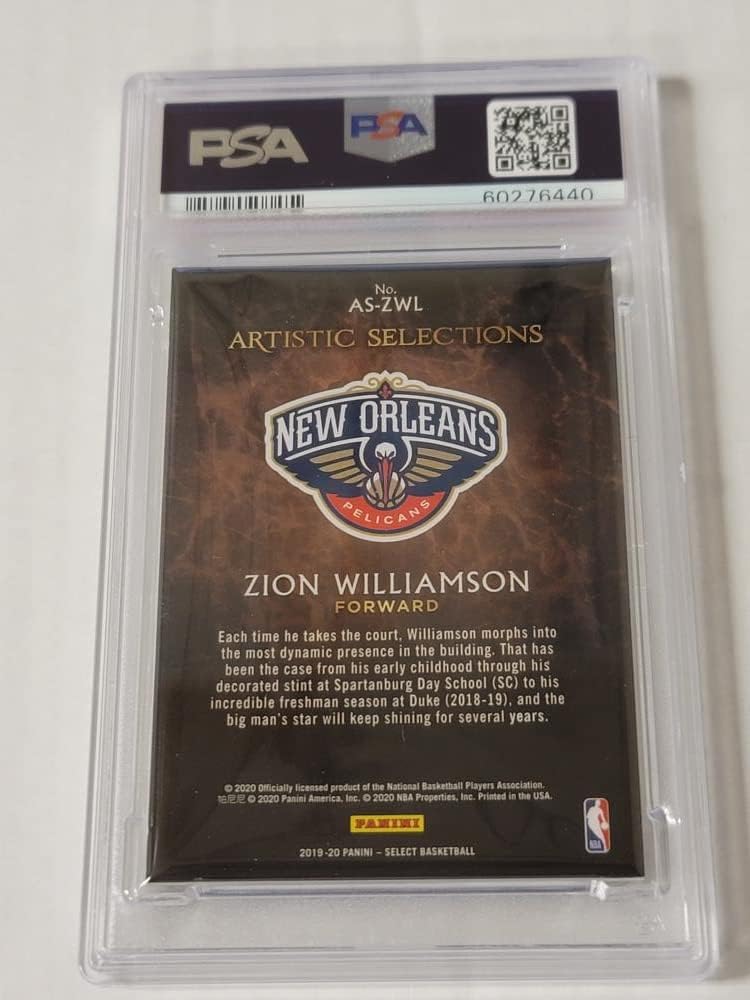 Basketball NBA 2019-20 Panini Select Artistic Selections #10 Zion Williamson PSA 10 GEM MINT Pelicans
