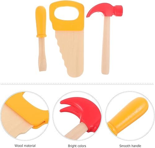 Miniatura 5 de jojofuny 1 juego de juguete de martillo de madera, juguetes de herramienta de simulación, herramientas de mantenimiento de martillos de simulación,