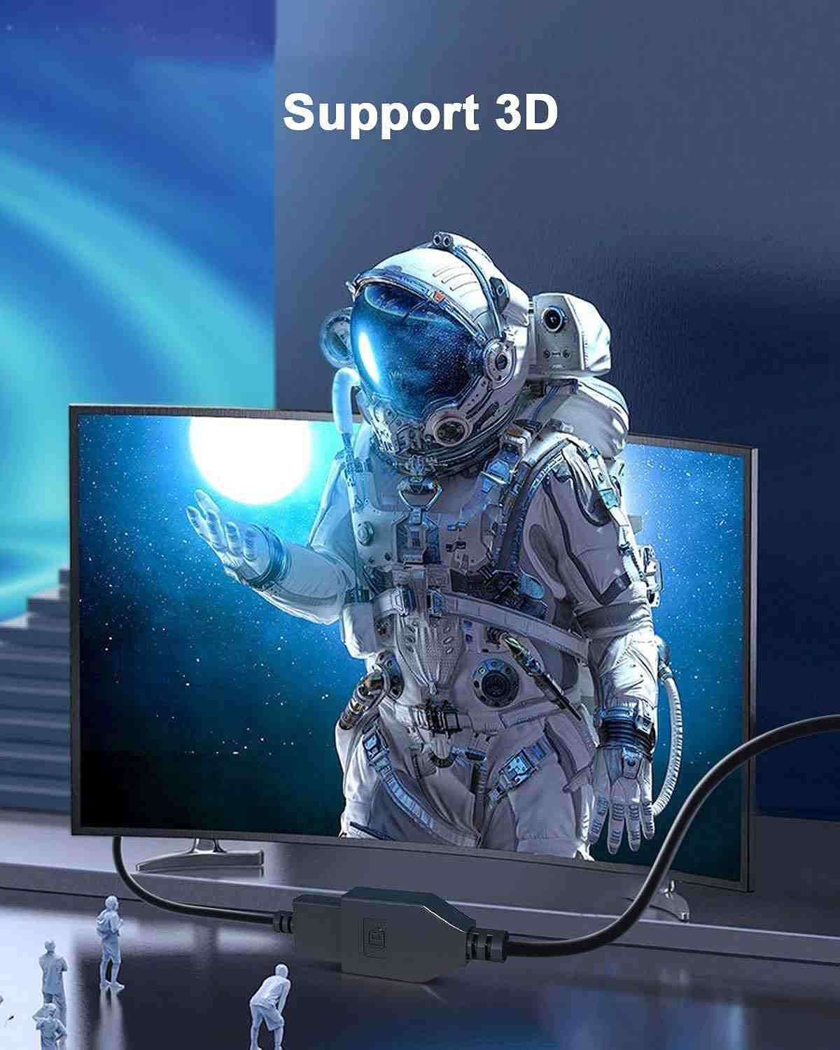 PremiumCord Adapter HDMI 2.0 do DisplayPort 1.2, Rozdzielczość 4K@60Hz 2160p Full HD 1080p, 3D, Kolor Czarny, Długość 25 cm