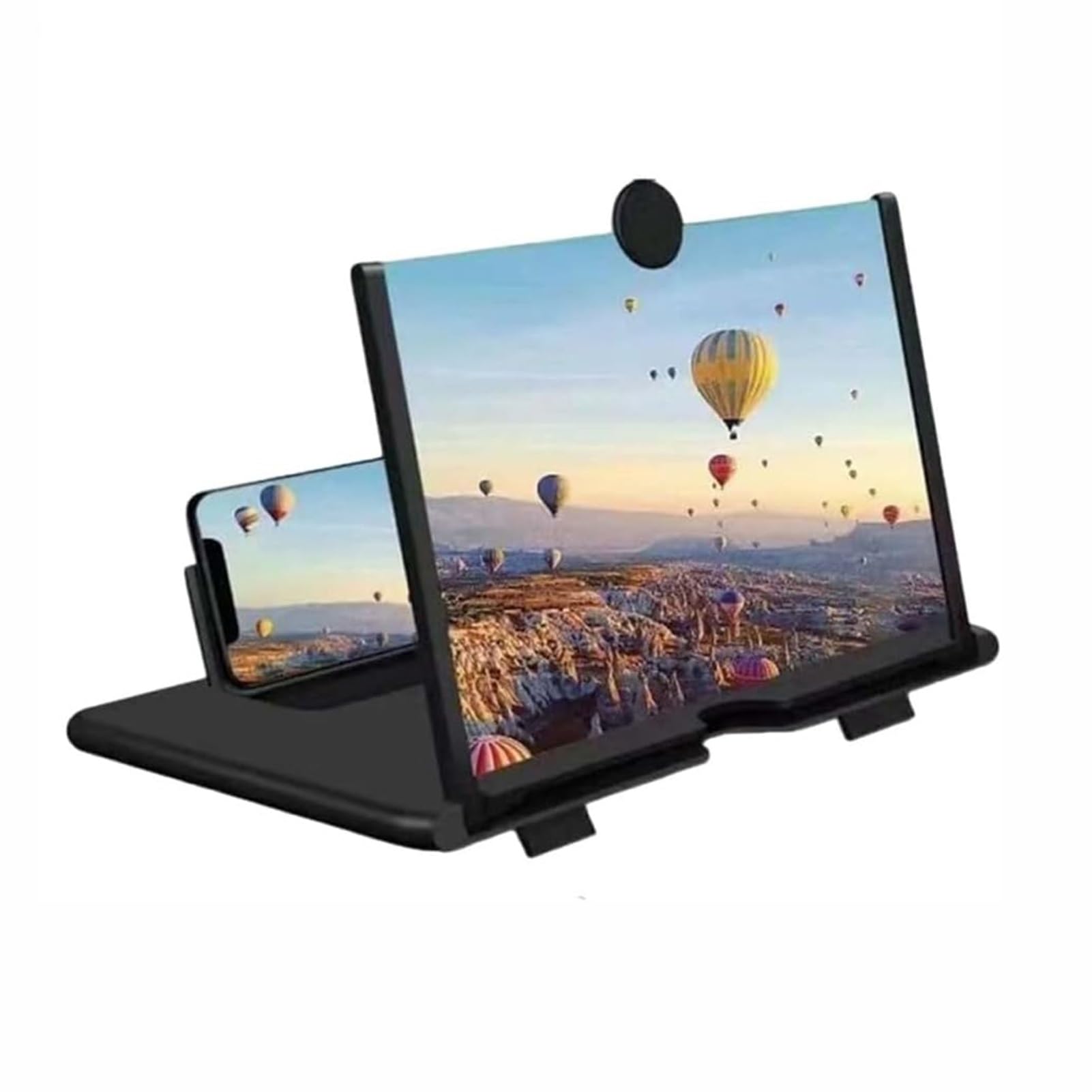 Tragbarer Hd-bildschirmvergrößerer mit 3D-hd-projektor Und Faltbarem Ständer for Filme, Videos Und Spiele, Kompatibel mit Allen Smartphones(Black)