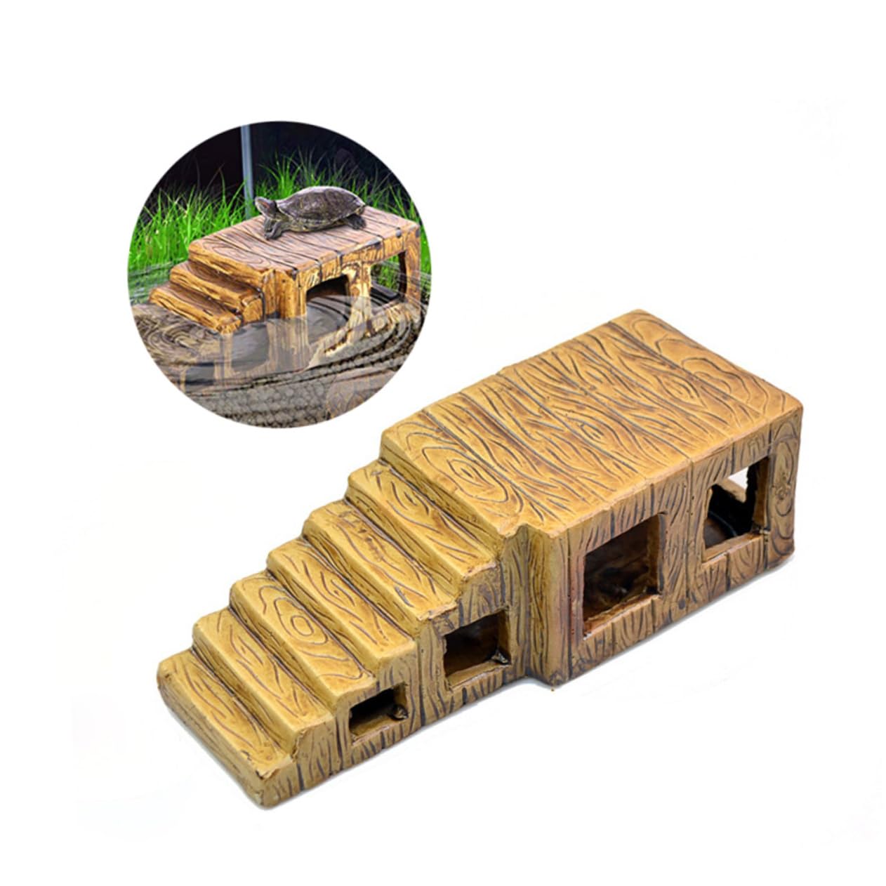 Plataforma de Cerámica para Tortugas de Agua Escalera Decoración Terrario, Adecuada para Acuarios y Contenedores, Resistente y Ecológica para Reptiles