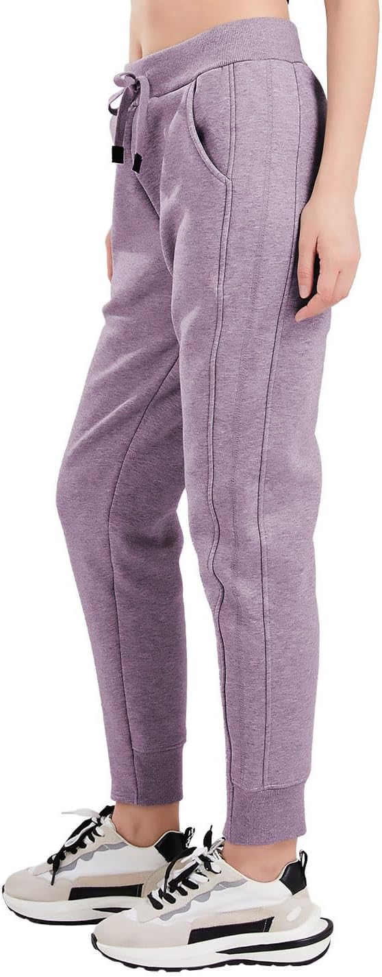 utcoco Women's Athletic Fit Thicked Fuzzy Sherpa Lined Warm Drawstring Tapered Jogger Sweatpant - Image 5