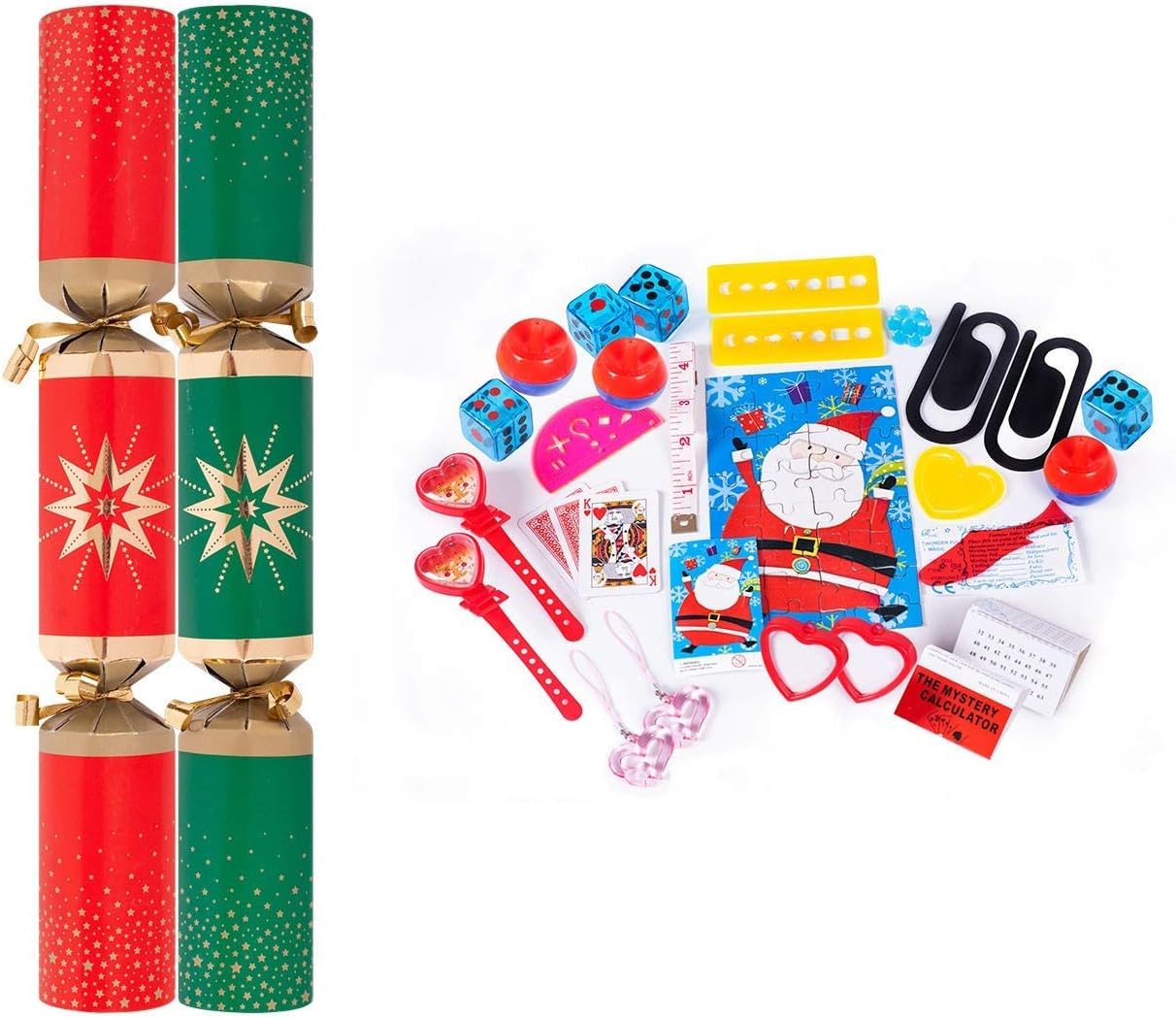 Rsw Red/Green 50 & Star 11" Christmas Crackers New Year Party Bulk Xmas Catering