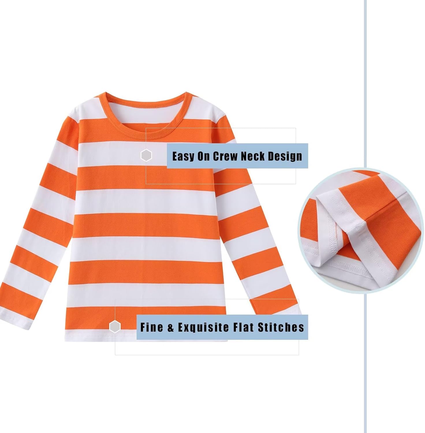 Boys Rainbow Striped Shirts for Kids Long Sleeve Cotton T-Shirts O-Neck Tops - Image 5