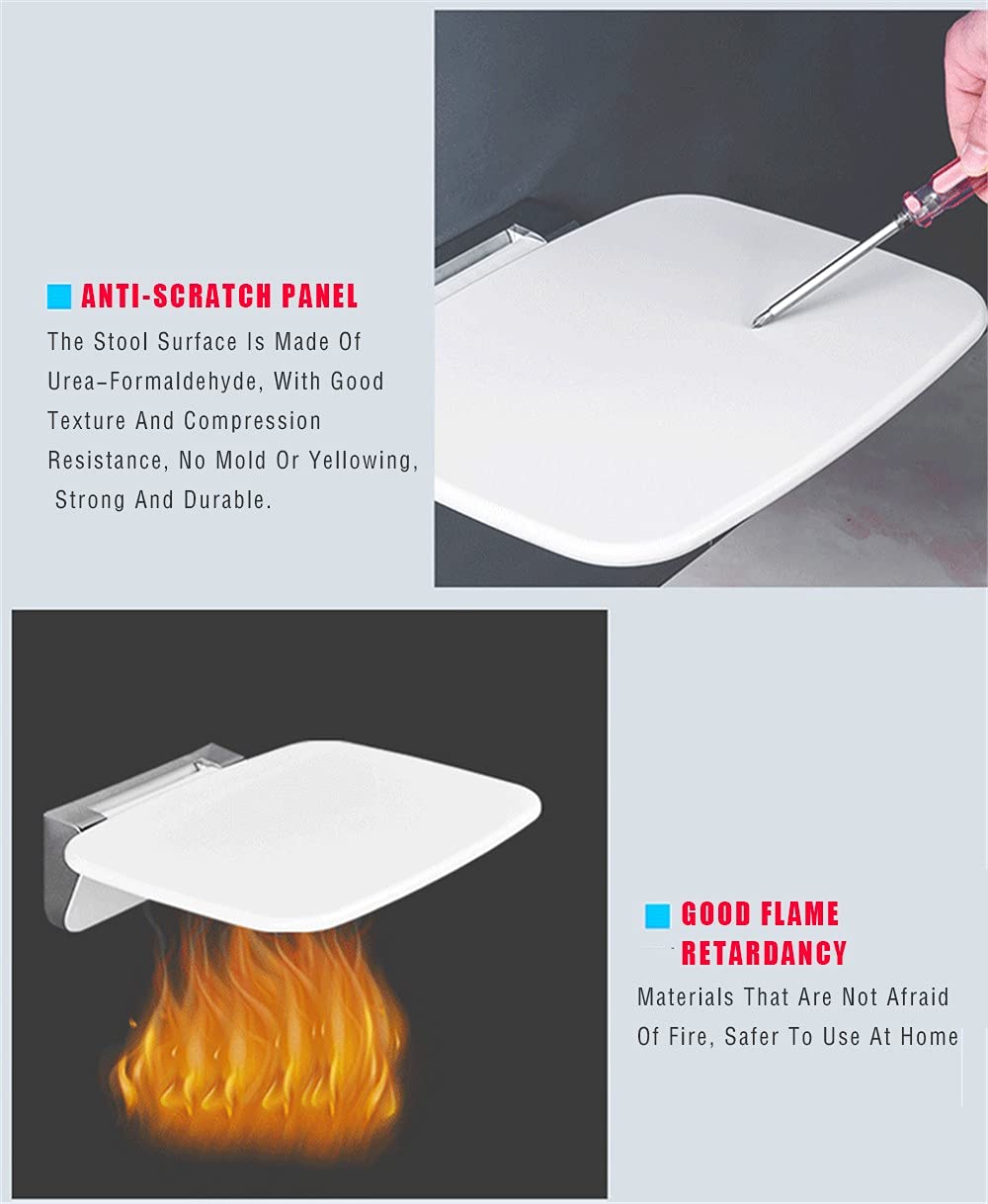 Asiento Abatible para Ducha Cómodo Asistente De Baño,montado En La Pared Anciana Mujer Embarazada Silla Plegable Montada En La Pared Carga Máxima 200 Kg, 35 * 27,5 Cm