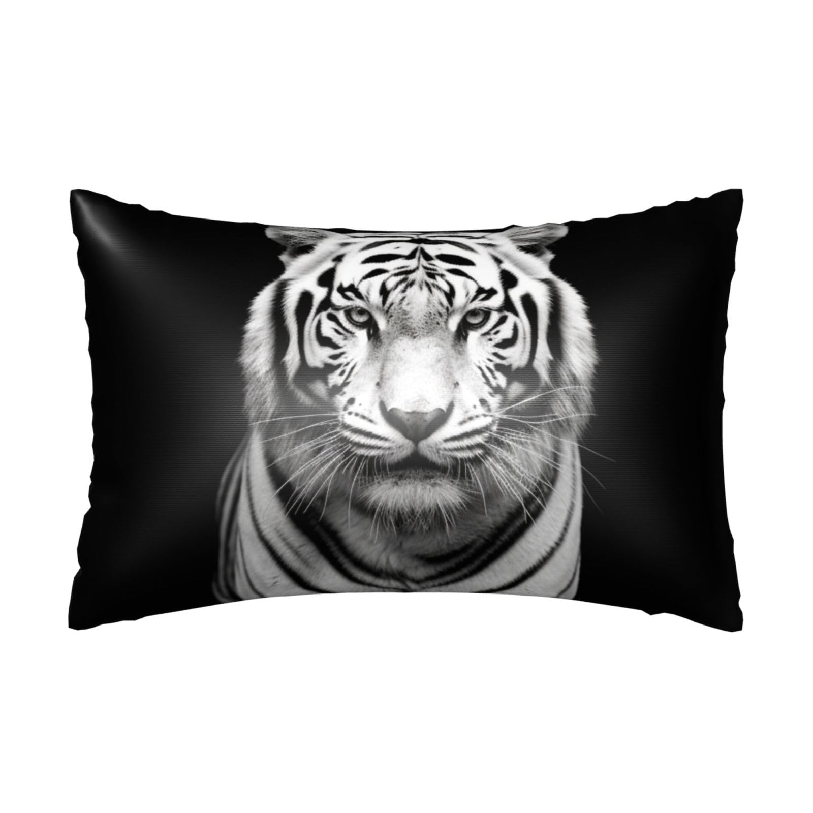 Satin Pillowcase for Hair and Skin, Black and White Tiger Pillow Case Queen Size 20x30 Inches, Cooling Silky Pillowcases with Zipper Ultra Smooth and Soft Pillow Cover for Sleeping