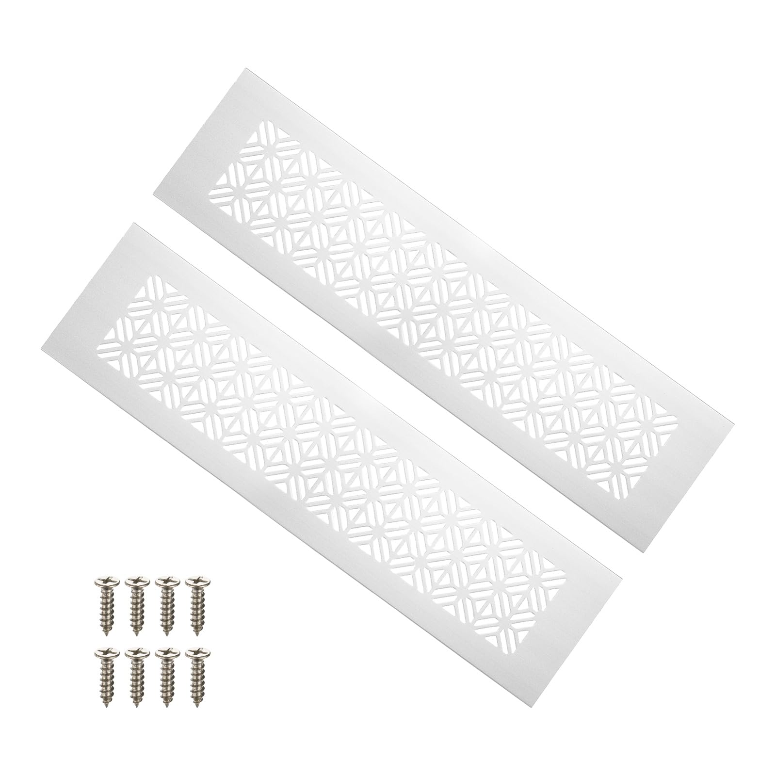 PATIKIL 250mm x 80mm Door Air Vent Cover, 2 Pcs Heavy Duty Aluminum Grille Ventilation Cover Louvered with Mounting Screws for Cabinet Wardrobe Door, Light Grey