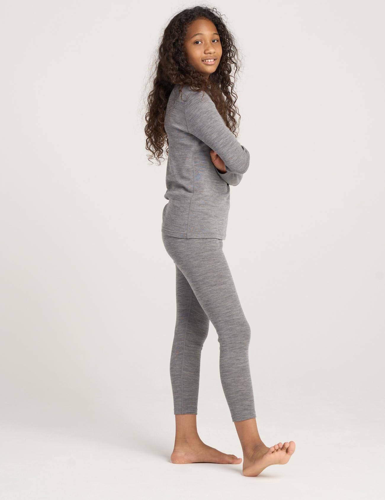 LAPASA Camiseta Térmica Manga Larga Unisex Pantalon Largo Térmico Niño y Niña 100% Lana Merina Deporte Invierno 5-13 años K13/K14