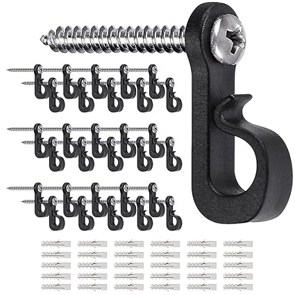 SELEWARE Q Hanger Hooks for Outdoor String Lights, Christmas Light Hooks with Screw, Indoor Outdoor Light Hooks Clips for Hanging String Lights Fairy Lights Patio Light, 45 Pcs