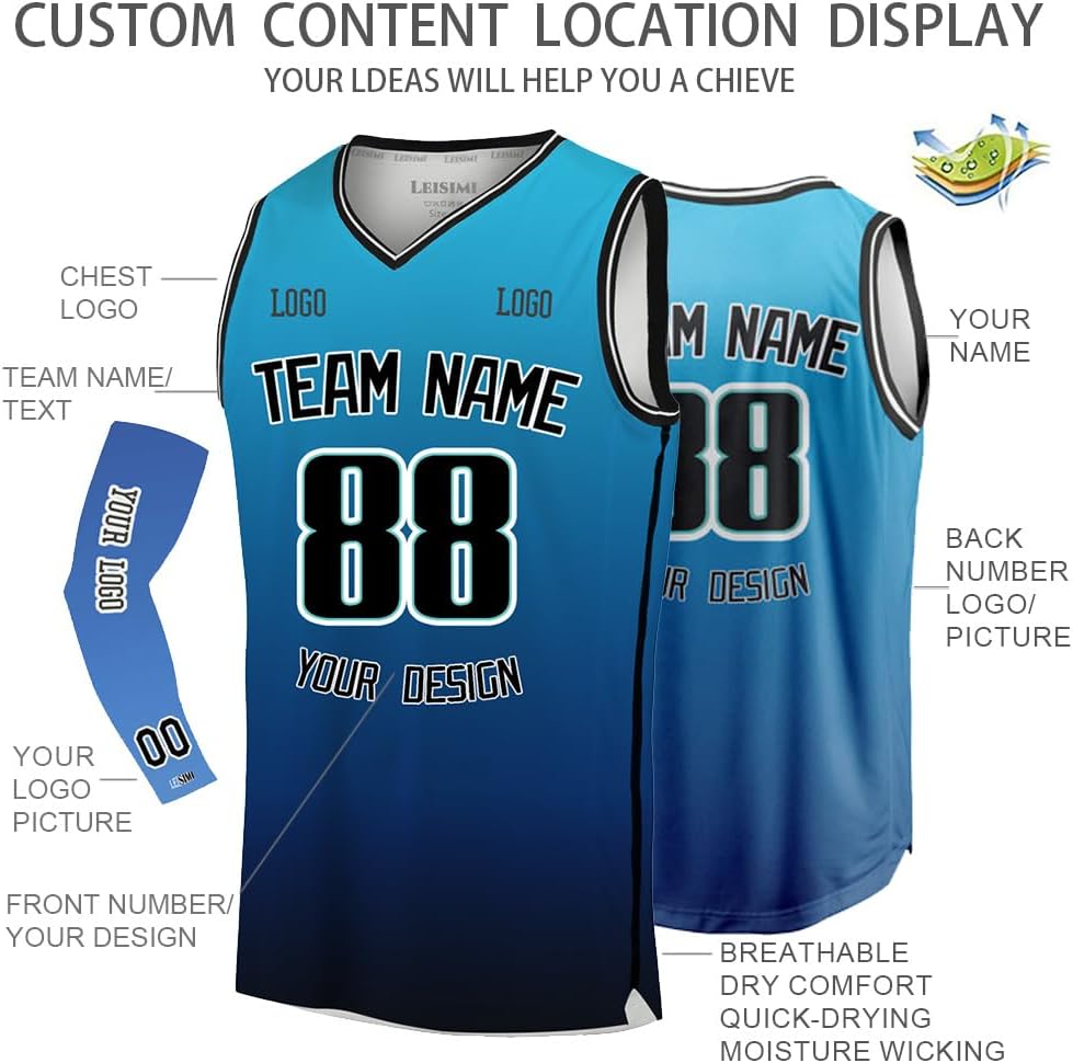 Custom Gradient Basketball Jersey Design Any Team Name Logo,Personalized Sport Jerseys for Men/Women/Youth