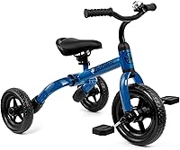 XPIY 3-in-1 Foldable Toddler Tricycle for 2-5 Year Olds, Adjustable Seat & Detachable Pedals, Kids Trike Bike Boys Girls Blue