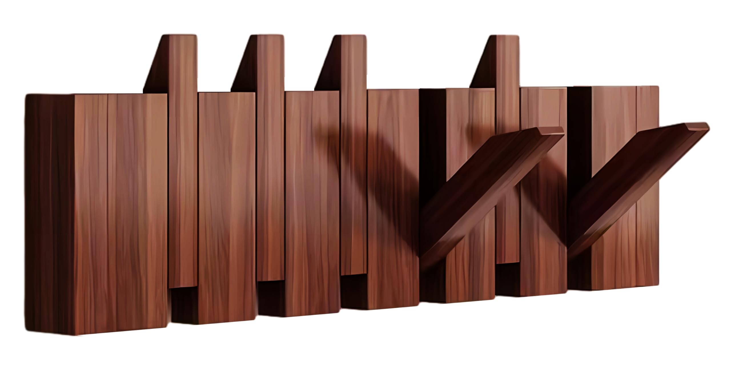 Perchero de pared de estilo clásico de nogal con 6 ganchos, ganchos para llaves de piano, perchas de madera maciza natural, perchas de tela no tejida para armario, cocina, dormitorio, baño,