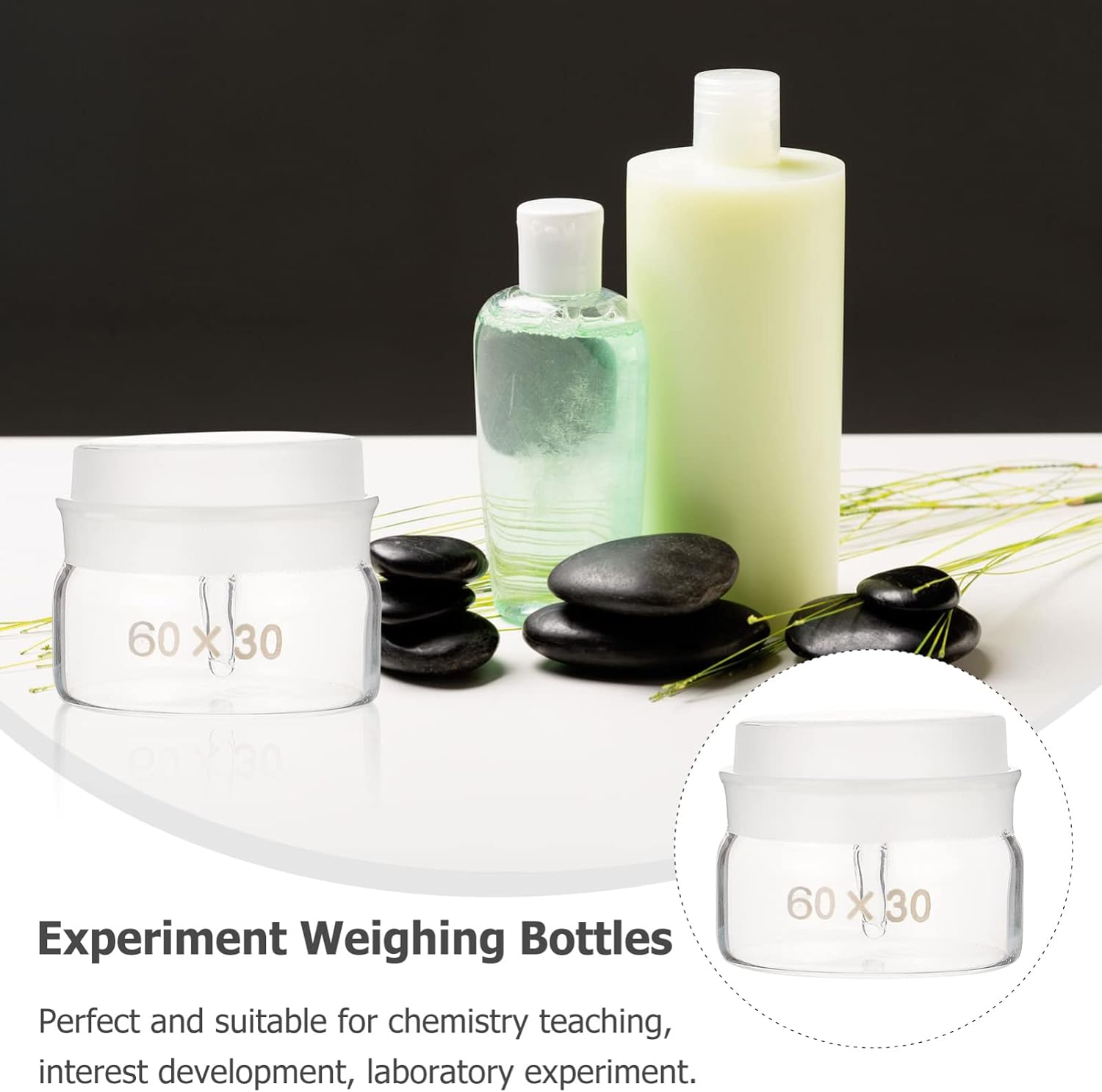 VOSAREA Glass Weighing Bottles 2Pcs Low and Tall Form for Lab Use | Chemistry Teaching, Laboratory Experiment, Smooth Surface, Easy to Use, Easy Handling, Glassware