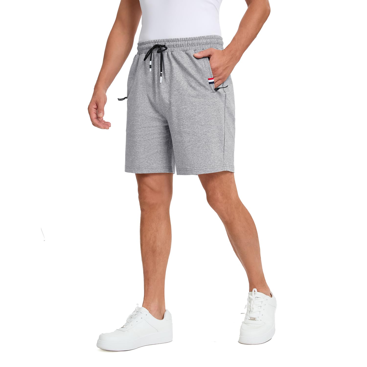 Męskie letnie bawełniane szorty sportowe, miękkie i oddychające krótkie spodnie do joggingu, jogi, fitness, na siłownię, do salonu, bermudy męskie z kieszeniami