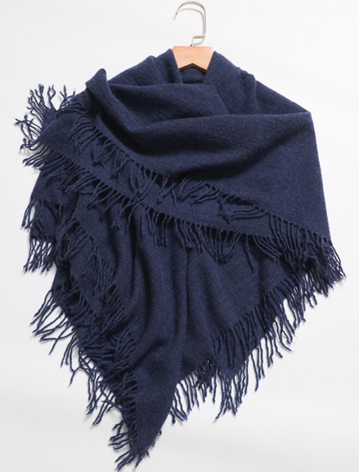 YUONNY Mujer Cachemira Bufanda Chal Cuadrada con Flecos, 100% Cachemir Borla Grande Pañuelo en Otoño Invierno, Moda Suave Cálido Chales Manta Mantón Cuello Calentador Bufanda Cabo Color Sólido Blue F