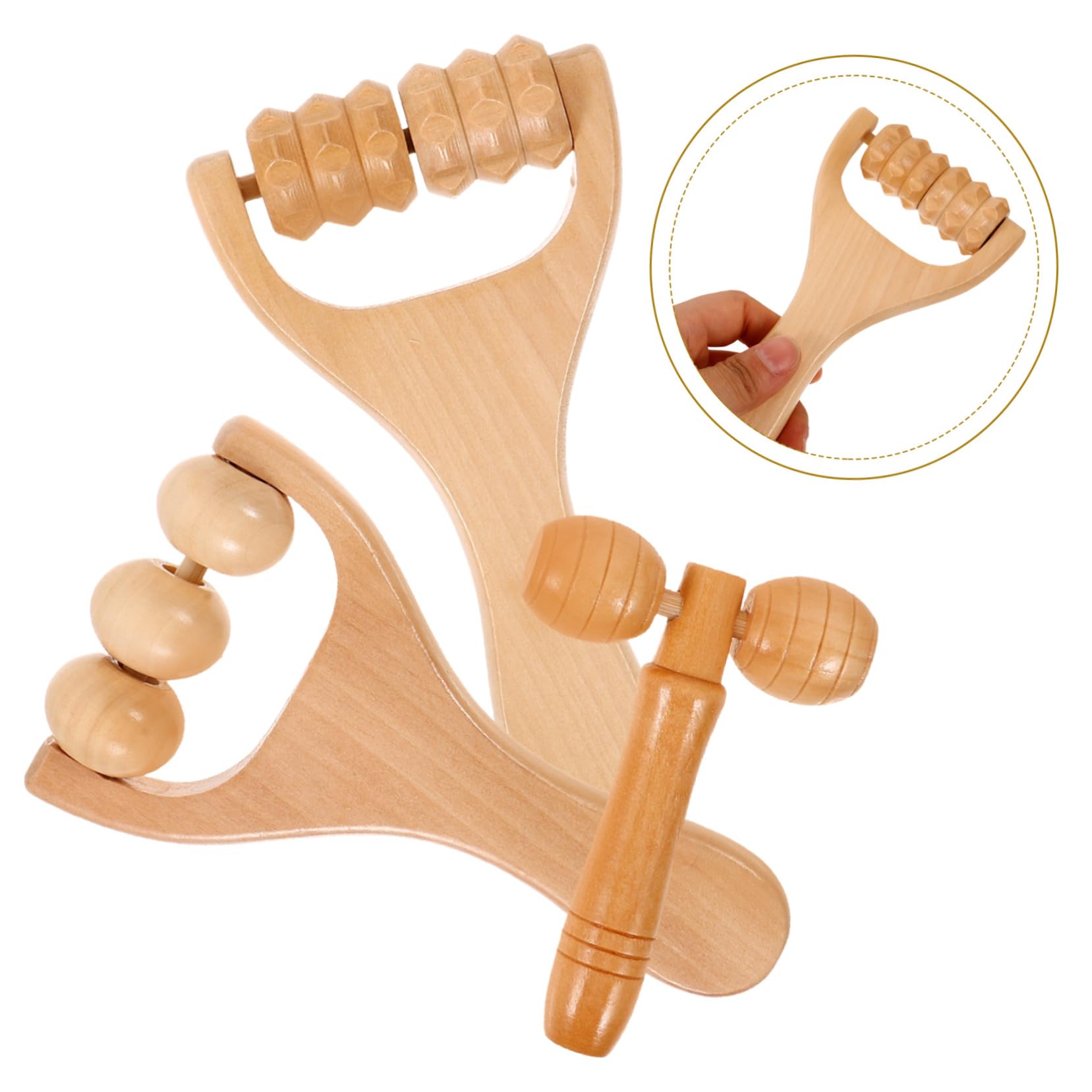 Rodillo de Masaje de Madera 1 Set para Pies y Espalda | Automasaje Manual, Uso en Casa y Viaje, Acabado sin Rebabas, Pensado para Mujeres