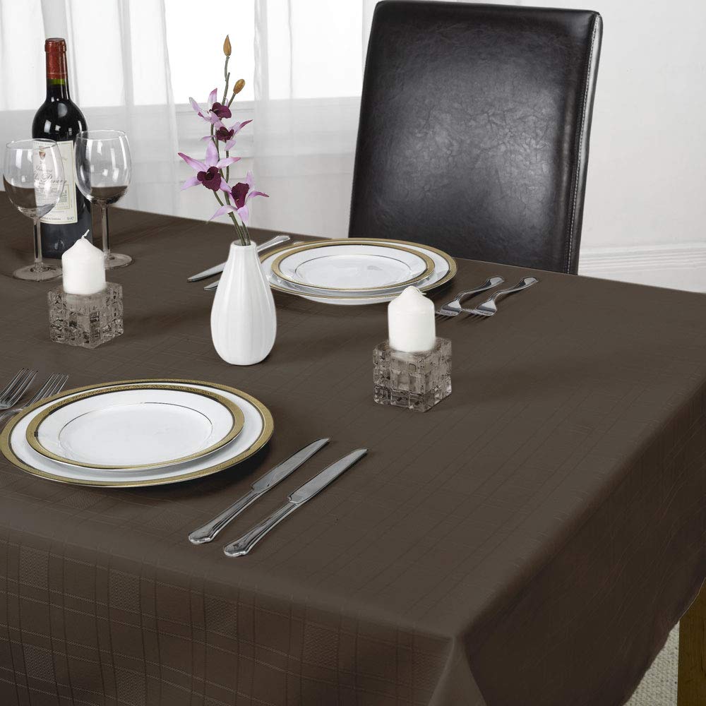 Emma Barclay Chequers - Jacquard Table Cloth in Chocolate - 63" (160cm) Round